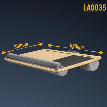 Підставка для ноутбука RICOO з подушкою XXL, бамбукова підставка для ноутбука з підкладкою для миші, Lapdesk для дивана/ліжка, LA0035 (Бежевий)