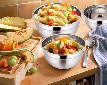 Набір мисок Homikit, 5 шт. з нержавіючої сталі, з кришкою та силіконовим дном, мультифункціональний, для салатів, 6.6L / 3.5L / 2.5L / 1.5L / 1L, чорний