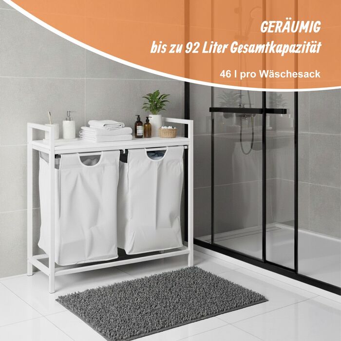 Кошик для білизни Relaxdays з двома відділеннями та полицею