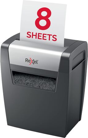 Шредер Rexel Momentum X308: безпечний знищення документів, P3, 8 листів A4, чорний