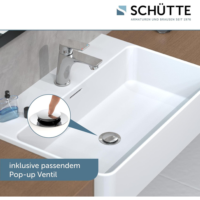 Змішувач для ванної кімнати Schütte Boston, хром, одноlever, з набором для зливу, для умивальника | Schütte