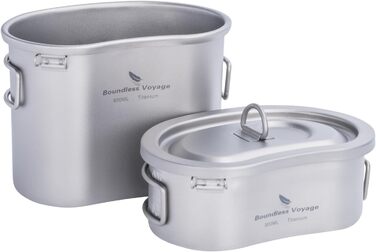 Набір для приготування їжі iBasingo Ti2046C: титановий посуд для кемпінгу та подорожей (600мл каструля, 300мл чашка)