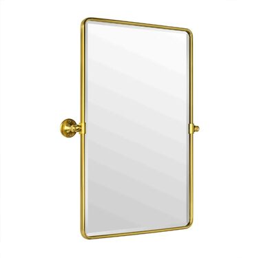 Дзеркало для ванної кімнати TEHOME 61x50.8 см, поворотне, матовий чорний, прямокутне, з металевим каркасом, косою косметичним дзеркалом для вертикального кріплення на стіну