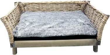 Лежанка для собак плетений кошик для собак з подушкою, що миється, також як лежанка для котів або кошик для котів (Д 80 х Ш 50 х В 30 см)