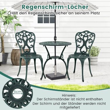 COSTWAY Bistroset: Комплект садово-патіо меблів з алюмінію та чавуну (білий, зелений)