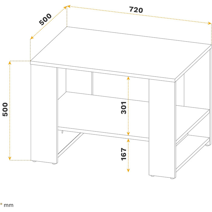 Журнальний столик RICOO з місцем для зберігання 72x50x50 см, Дуб Sonoma WM090-ES, Стіл для вітальні малий