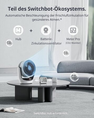 SwitchBot Датчик CO2 з термометром та гігрометром, вимірювач якості повітря з CO2-аллармом, Bluetooth, 2 роки історії даних, потрібен хаб