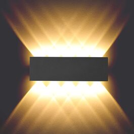 Світлодіодний настінний світильник BELLA LIGHT 10 Вт, внутрішній алюмінієвий точковий світильник Up Down, настінний світильник IP54, водонепроникний для вітальні, спальні, передпокою, сходів, теплий білий, чорний, 10 Вт, теплий білий