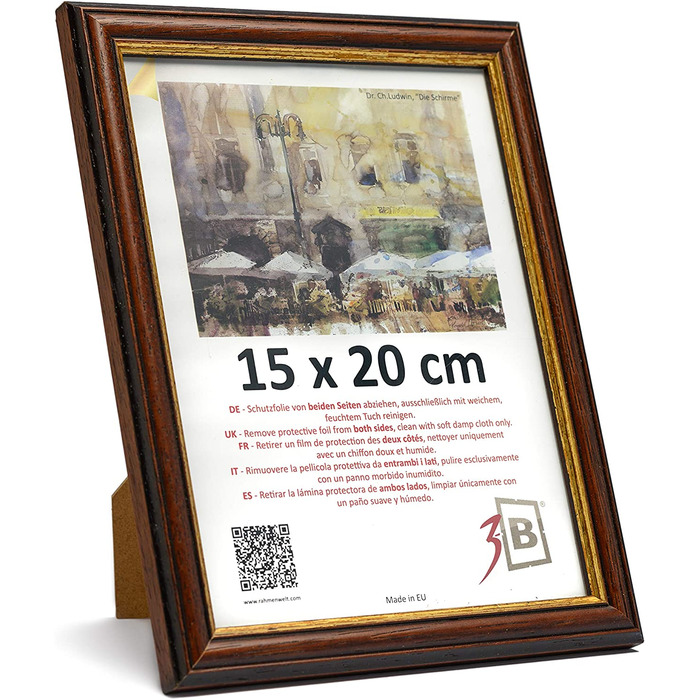 Рамка для фотографій барі сільський темно-коричневий-229 ,7 см (А4) - Дерев'яна рамка, фоторамка, портретна рамка з акриловим склом (15 х 20 см-3 упаковки), 3-