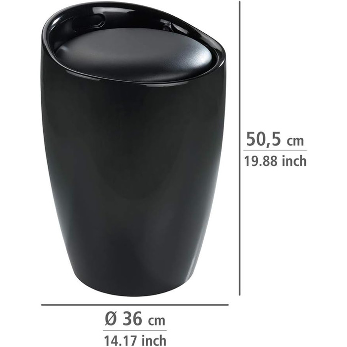 Wenko табурет для ванної кімнати Candy чорний з місцем для зберігання, 20л, ABS-пластик