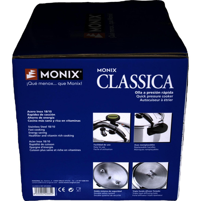 Скороварка Monix Classica Traditional 8 л, нержавіюча сталь, срібло