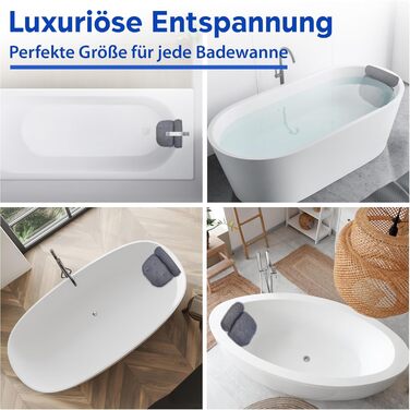 Подушка для ванни з присосками, сіра - ергономічна підкладка під голову у ванну