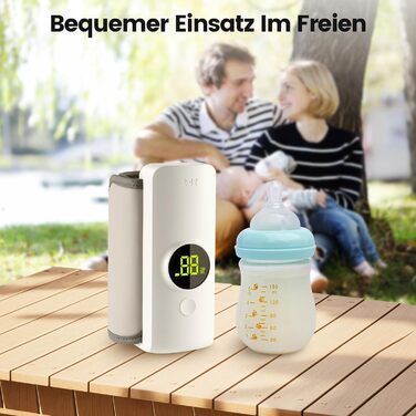 Портативний підігрівач для пляшечок Baby, білий, з LCD-дисплеєм, акумулятор 6000mAh, 48 годин термоізоляції