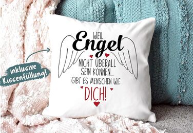 Королівська подушка - Ангели не можуть бути скрізь, такі люди як ти - Ідея для подарунка - 40х40 см (Біла пухнаста)