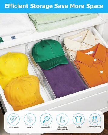 Набір роздільників для ящиків Cexovo, 8 шт., регульовані, пластикові. Роздільники для ящиків кухні, шафи, спальні, комода. Прозорі.