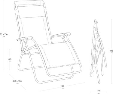 Крісло-шезлонг Lafuma Relaxsessel Zero Gravity R Clip - розкладне для тераси та саду, Batyline®, Франція (Himmelblau)
