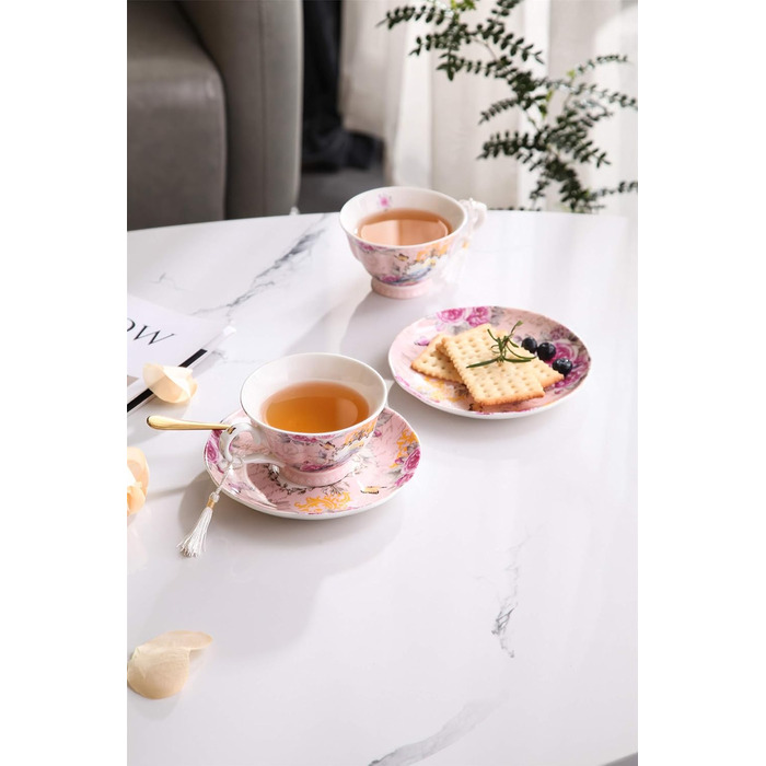 Набір чашок та блюдець London Boutique, Шеті Шик, Вінтаж, порцелан з квітковим малюнком, 2 набори в подарунковій коробці, кераміка (Cuckoo)