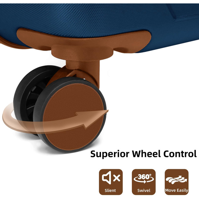 Набір валіз LARVENDER 6 шт. з жорстким корпусом, легкий ABS, розширюваний, міцний, ручна поклажа, 4 колеса, TSA-замок, з 1 сумкою для одягу та 1 косметичкою, білий/коричневий (темно-синій)