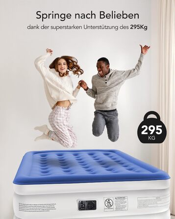 Надувний матрац iDOO Queen, самонадувне надувне ліжко з електричним повітряним насосом, надувний матрац для швидкого надування/дефляції за 3 хвилини, для туристичних походів Відпочинок 203x152x46см, синій