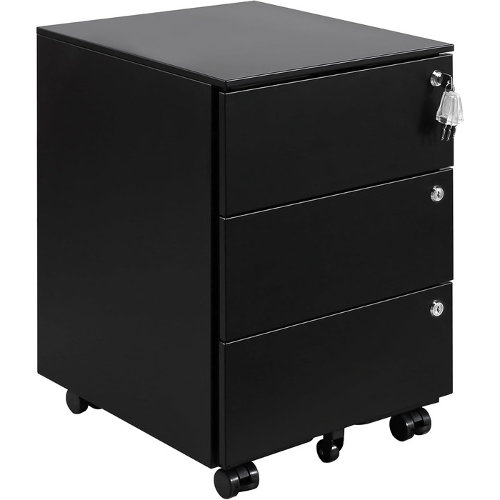 Роликовий контейнер HOMSTEEL з 3 замками, 3 висувні ящики, для офісу та дому, білий (44 x 37 x 60 см)