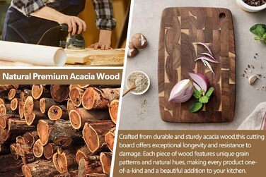 Набір дерев'яних обробних дощок XINZUO з акації (35x25x2.6 см) з антиковзаючими ніжками та соковидною канавкою