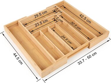 Органайзер для ящиків Edaygo 33,7-50x44,5x5 см бамбуковий