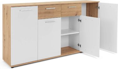 Сервант Jacklin Sonoma Oak/White - 160x85x35 см - Комод з великою кількістю місця для зберігання під житлову зону