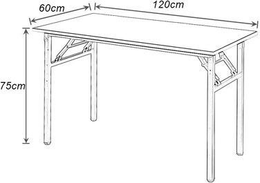 Розкладний стіл Комп'ютерний/Офісний/Конференційний 120x60 см з металевим каркасом, Колір: AC5AW (Білий)