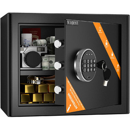 Сейф для дому та офісу WASJOYE Tresor Safe Groß з ключем та електронним замком, настінний сейф з цифровим кодом (40x38x31 см, 31 л)