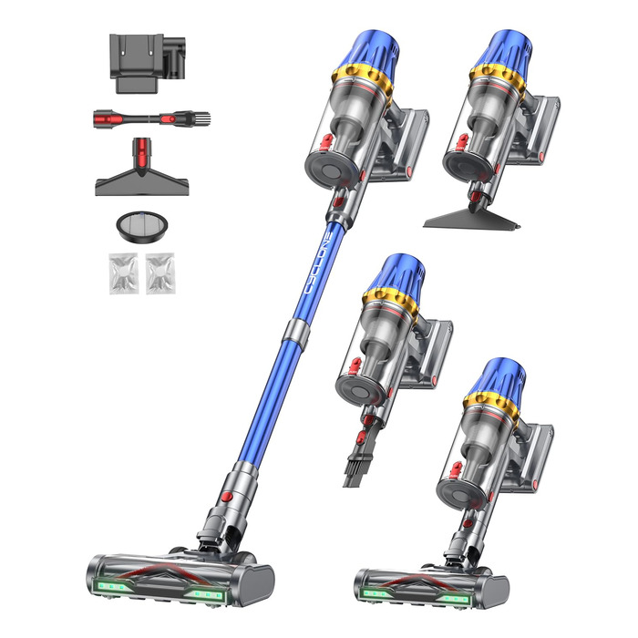 Акумуляторний пилосос H9 58000 Па, 650 Вт, 80 хв, бездротовий з LED-дисплеєм, для шерсті тварин, килимів та підлоги, синій