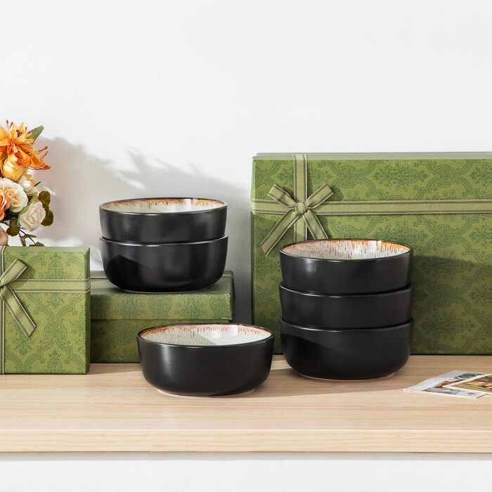 Набір посуду Vancasso AMBER на 12 осіб, 48 предметів: тарілки обідні, десертні, супові, миски. Реактивна глазур, жовтий. Підходить для мийки посуду