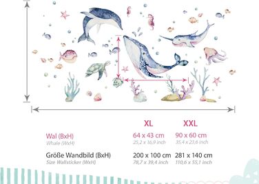 Настінне татуювання підводного світу набір наклейок на стіну наклейка морська риба дитяча кімната наклейка на стіну ванна кімната прикраса самоклеюча DK1051-05 (XL - 200 х 100 см (ШхВ))