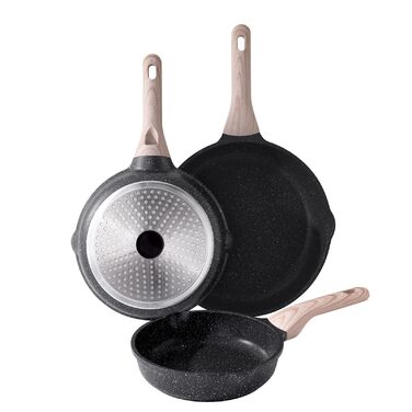 Набір сковорідок з антипригарним покриттям Kordisen 20/24/28 см, 3 шт. Керамічне покриття, індукційні, безпечні, без PFOA та PFAS