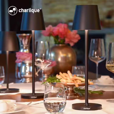 Світлодіодна акумуляторна настільна лампа charlique, 38 см, чорна, USB, тепле світло, для дому та вулиці, водостійка для балкона, тераси і саду