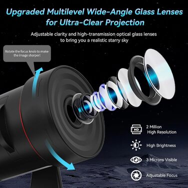 Проєктор зоряного неба VanSmaGo 8 покоління Sternenhimmel Galaxy: Планетарій, нічник HD, обертання 360°, таймер