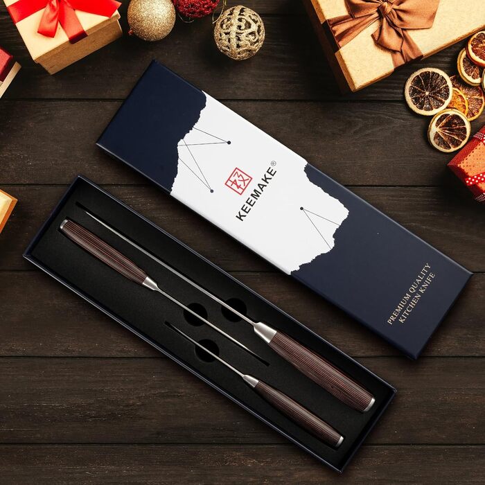 Набір кухонних ножів Keemake, 7-кількісний з дерев'яним блоком, професійний, з нержавіючої сталі, з пластиковою ручкою
