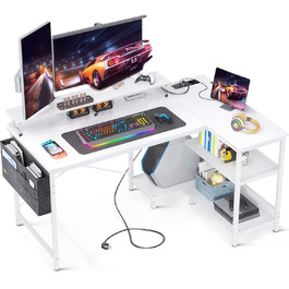 Ігровий стіл ODK кутовий з USB та розеткою 120x80x88 см білий