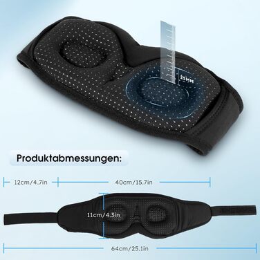 Маска для сну LOVE EYE 3D, для тих, хто спить на боці, чоловіча та жіноча, дихаюча, світлонепроникна (Чорна)