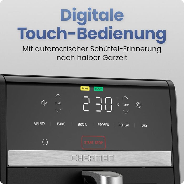 Фритюрниця Chefman TurboFry 8.5 л, 6-в-1, чорна: смаження, випікання, гриль, розігрів, гідратація, розморожування