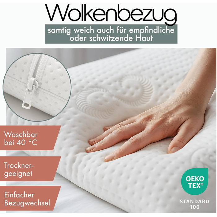 Ортопедична подушка Blumtal з Memory Foam для підтримки шиї, 70x36x11 см, знімний чохол, сертифікат Oeko-TEX®