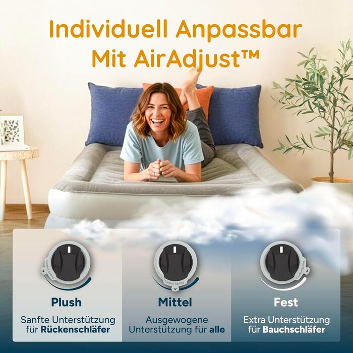 Huddle® Luxury Never Deflate - Розкішне надувне ліжко Never Deflate з запатентованою технологією Dual-Pump-SlumberGuard™ | Надувна матрац з вбудованим насосом | Зручне надувне ліжко (одиночне)