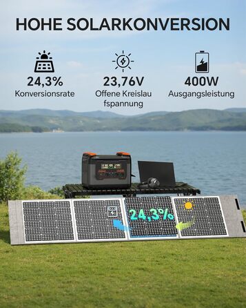 Портативна електростанція Power Lifting 3000W, 1102,5Wh, LiMnFePO4 акумулятор, сонячна панель 400W, MPPT, USB-C 100W, 230V AC, для кемпінгу та відпочинку на природі (S2400+400W)