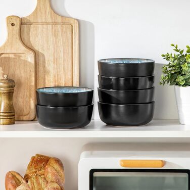 Набір посуду Vancasso AMBER на 12 осіб, 48 предметів: тарілки обідні, десертні, супові, миски (блакитний, реактивна глазур, для посудомийної машини)