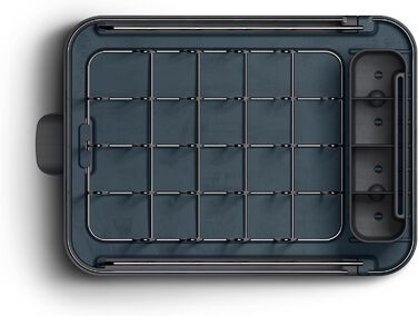 Сушарка для посуду Joseph Joseph Extend Slim з нержавіючої сталі, висувна, компактна, з підставкою для столових приборів та поворотним зливом, сіра