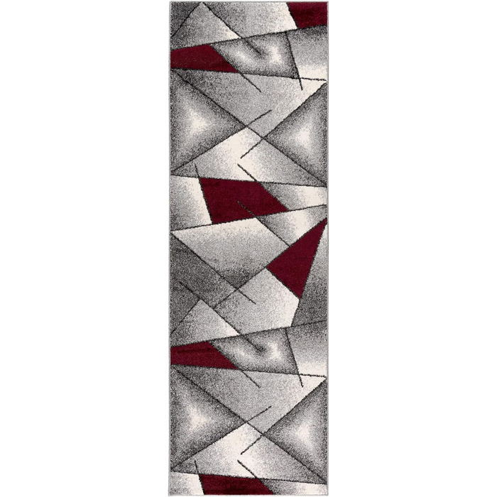 Килимове покриття з коротким ворсом мостик / довжина 80x330 см / червоний сірий білий / передпокій і підходить для оточення ліжка в спальні / геометричний візерунок / простий у догляді сучасний килим 80 x 330 см