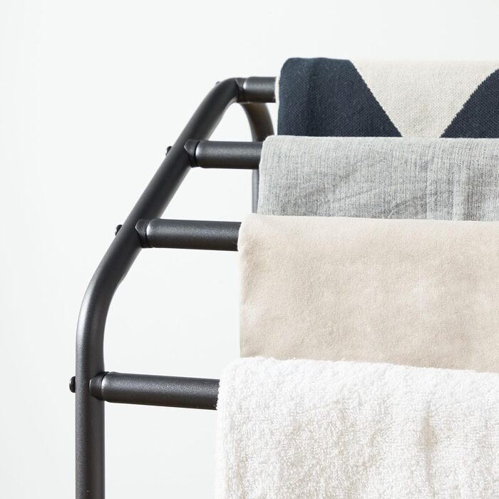 Підставка для рушників HOOBRO, стояча, велика, з 4 перекладинами, 41,5 x 28,5 x 79,5 см, вішалка для одягу, рушників, ковдр, економна, стабільна, в індустріальному стилі