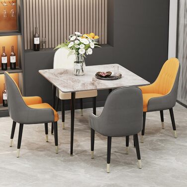 Стіл кухонний FATIVO, 80x80 см, білий глянцевий, для 2 осіб, скандинавський стиль, металеві ніжки