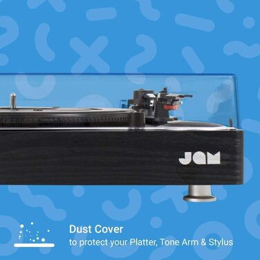 Вініловий програвач Bluetooth Jam Play, 3 швидкості, з конвертацією у MP3, чорний, з кришкою, AUX та виходом для навушників