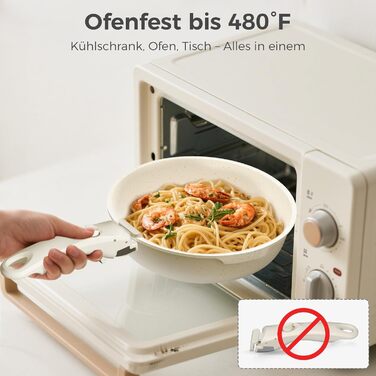 Набір посуду YASHE 9 предметів: каструлі та сковорідки з антипригарним покриттям, білий, для всіх плит, знімний ручка, сумісний з духовкою, компактний, сталевий