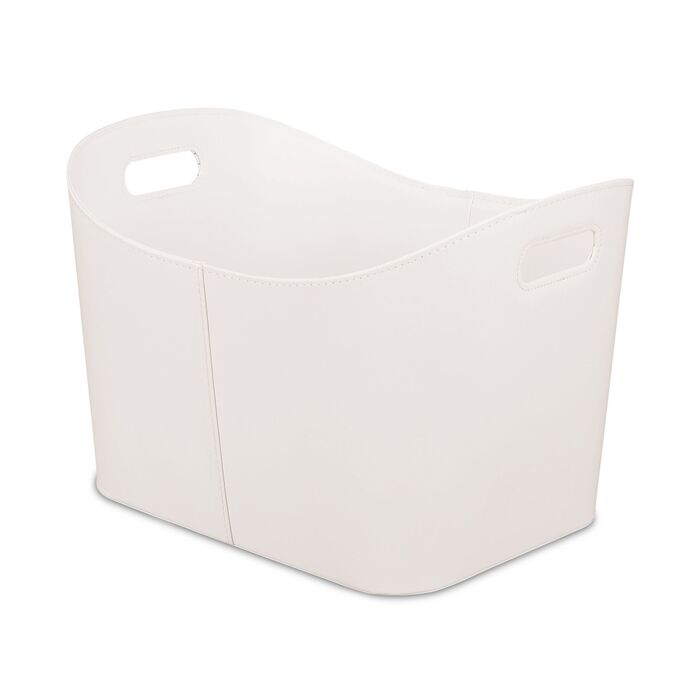 Кошик для зберігання з дерева кольору слонової кістки Relaxdays з штучної шкіри